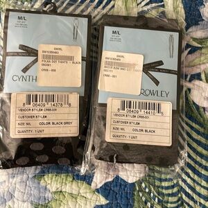 NWT Cynthia Rowley Black Stockings with Polka Dots